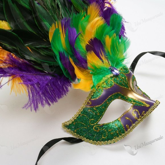 Venetian Masquerade Mardi Gras Feather Halloween G - Picture 3 of 4